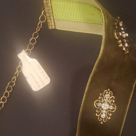 Vintage Olive Green Velvet Choker - Picture 3 of 7